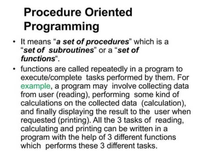 What is procedure oriented programming?